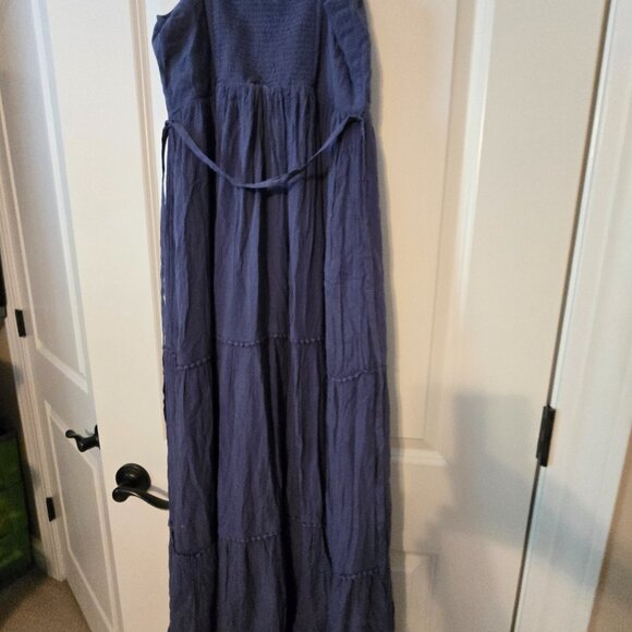 Motherhood Maternity Blue Sleeveless Tank Maxi Dress Small Flowy Button Gauze S - Picture 5 of 16
